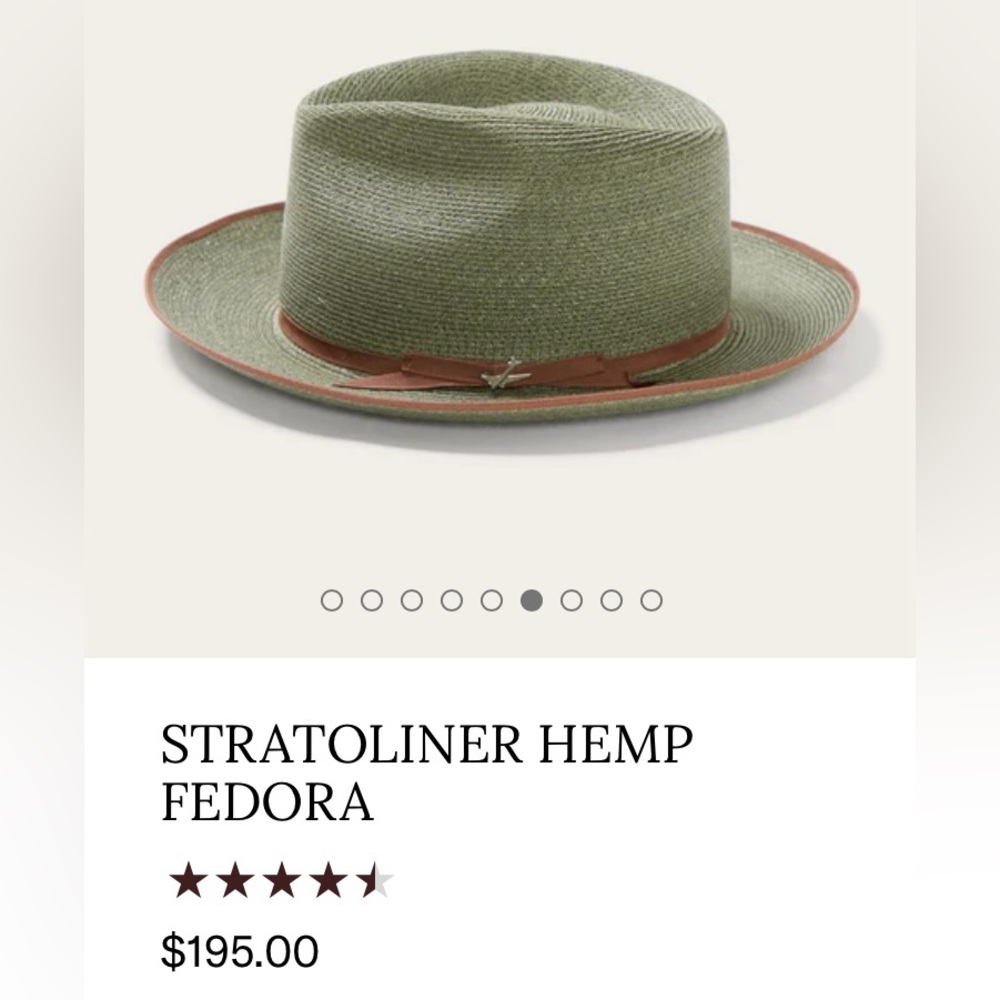NWOB Stetson STRATOLINER Green Hemp Fedora - Picture 13 of 13